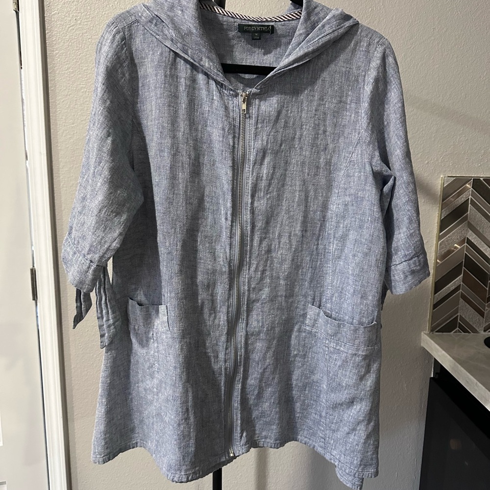 For Cynthia Light Blue Hooded Jacket